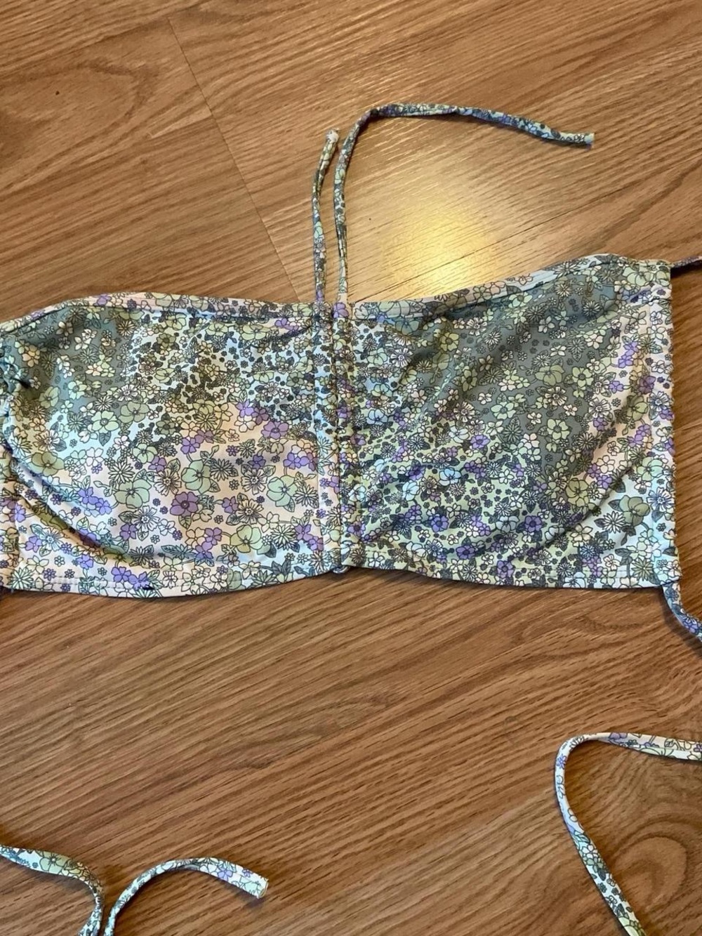 Floral tie-back bikini top